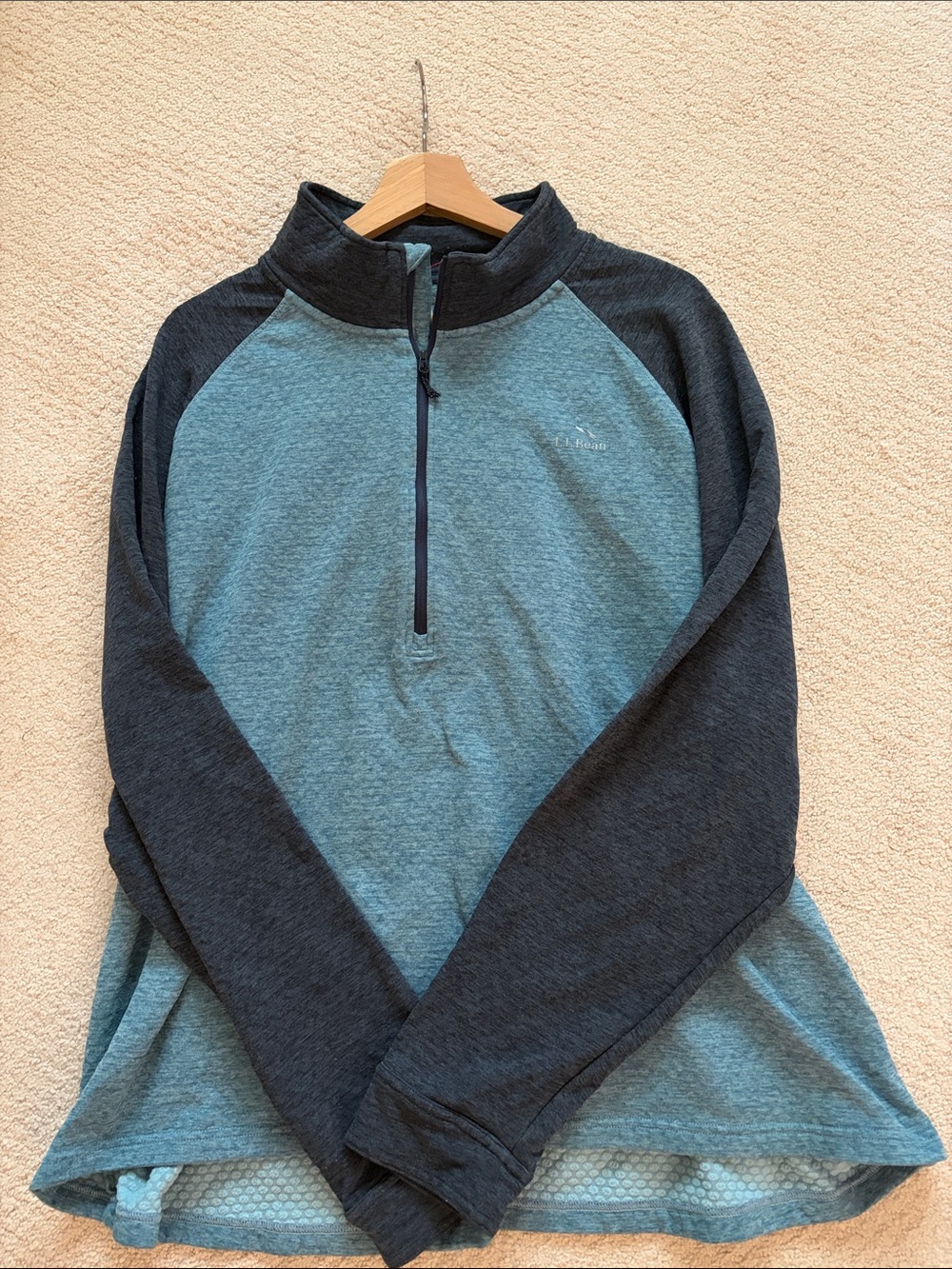 L.L. Bean Multisport Teal Body with Charcoal Trim Quarter-Zip Pullover